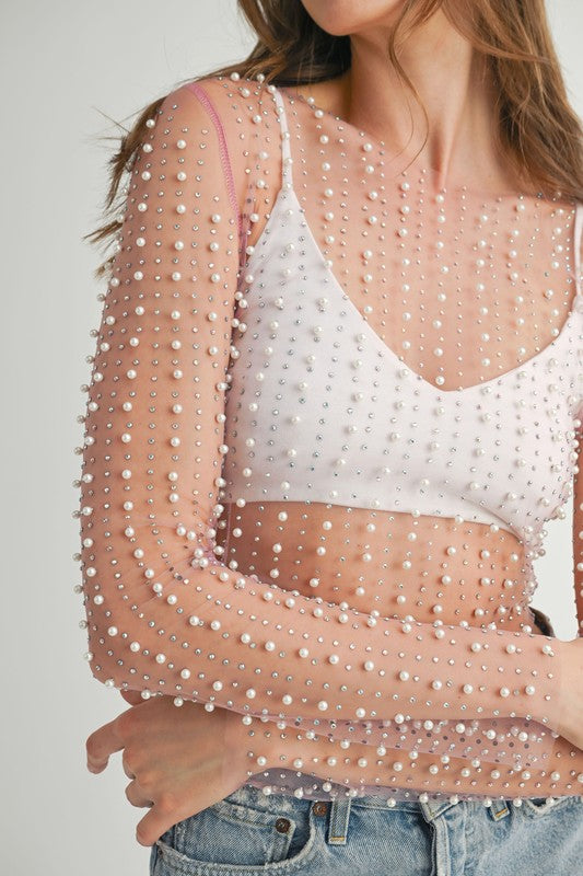 Pearl & Rhinestone Top