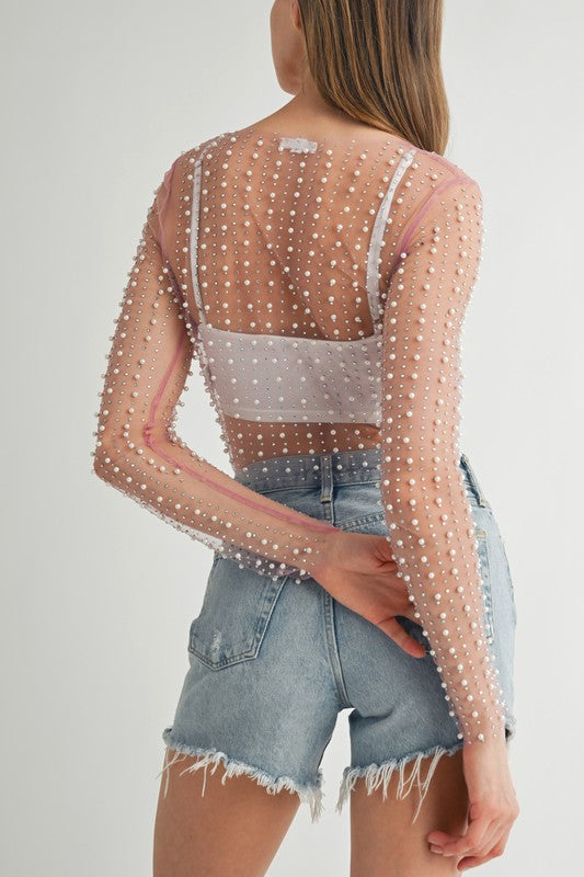 Pearl & Rhinestone Top