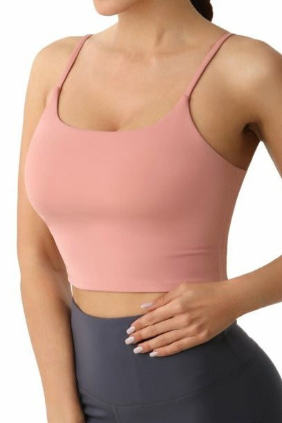 Adjustable Strap Sports Bralette- Pink