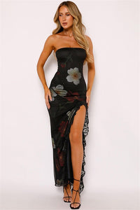 Printed Lace Maxi Dress