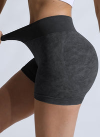 V Back Waist Washed Workout Shorts