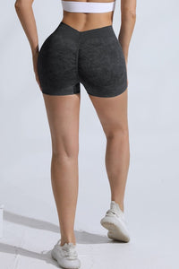 V Back Waist Washed Workout Shorts