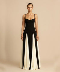 Halter Color Contrast Maxi Dress