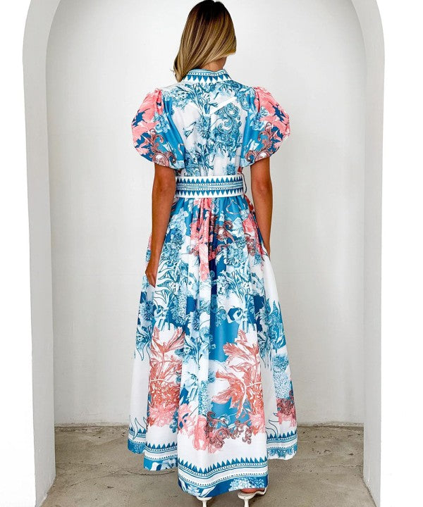 Belted Printed Maxi Dress