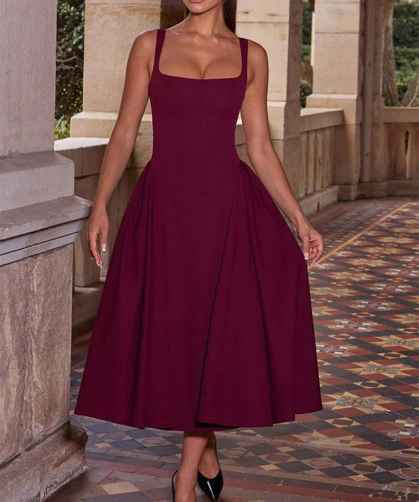 Structured Flare Midi Dress