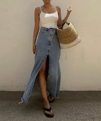 High-waisted Denim Skirt