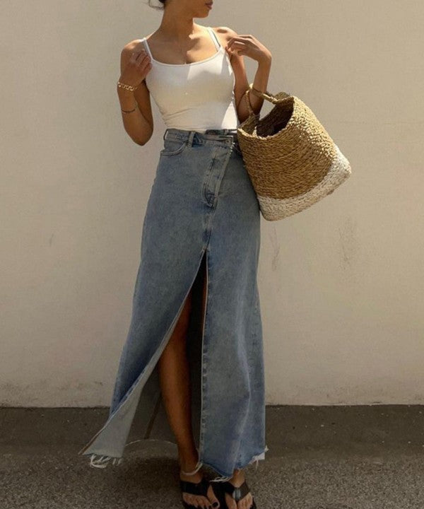 High-waisted Denim Skirt