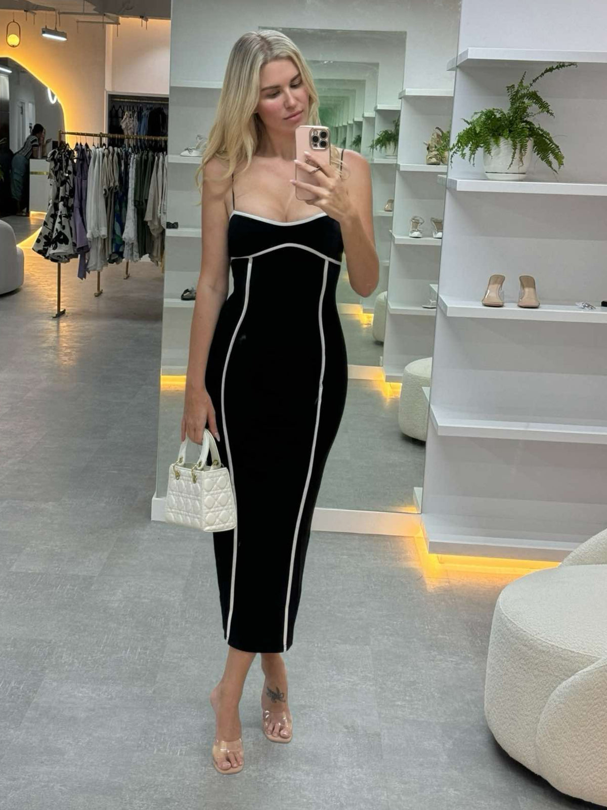 Pipe Detail Bodycon Midi Dress