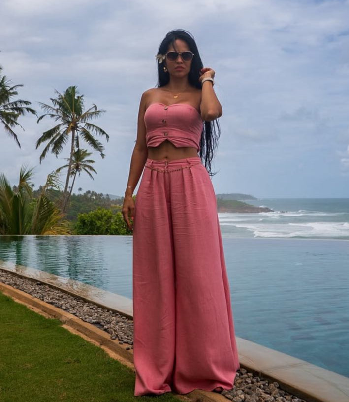 Linen Crop & Pant Set