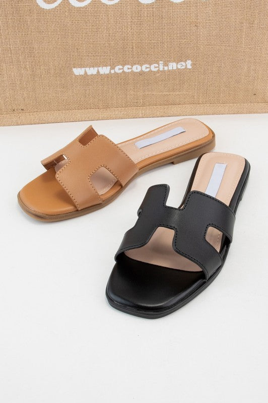 Cutout H Slide Sandals