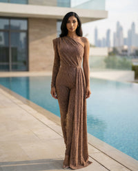 One Shoulder Train Jumpsuit