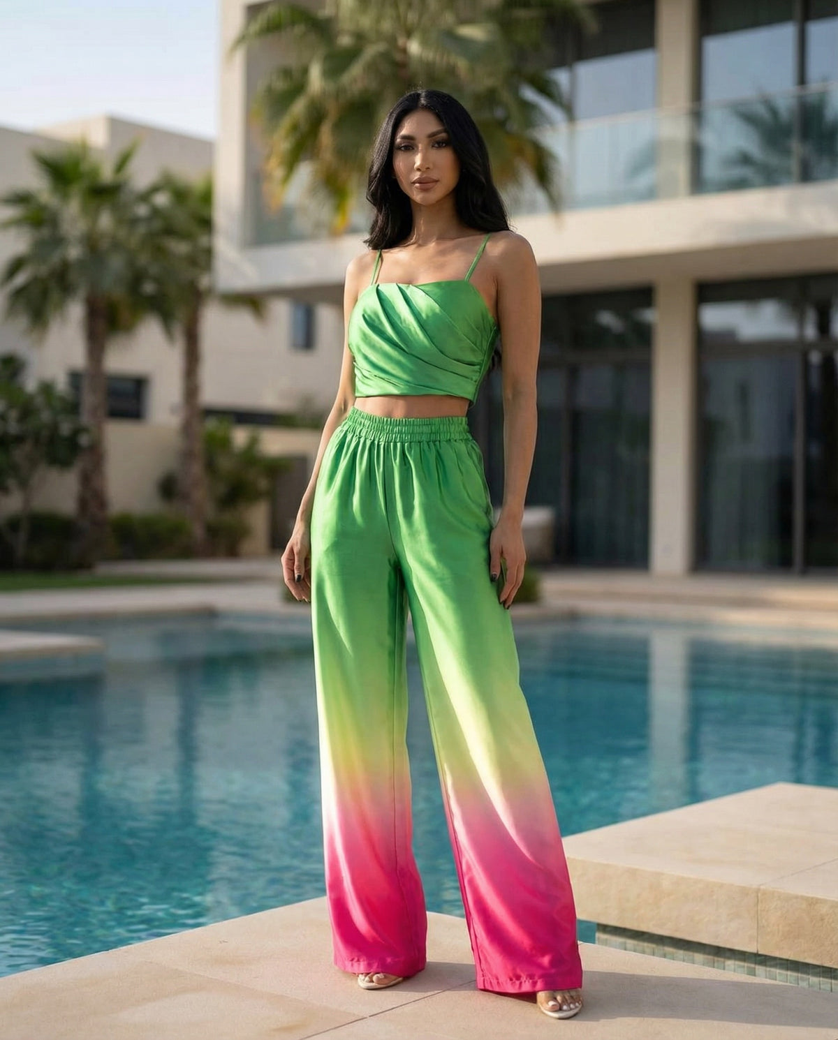 Ombre Satin Top and Pant Set