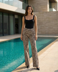 Leopard Wide Leg Jeans