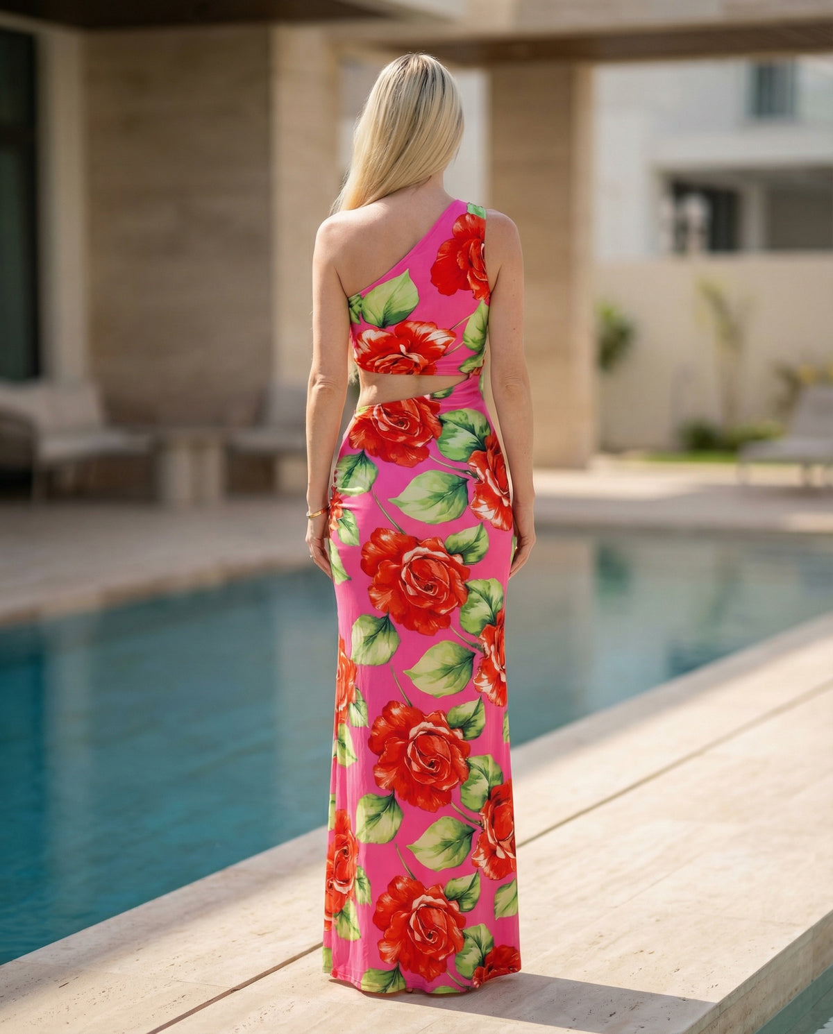 Floral One Shoulder Maxi Dress