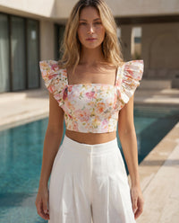 Floral Crop & Pants Set