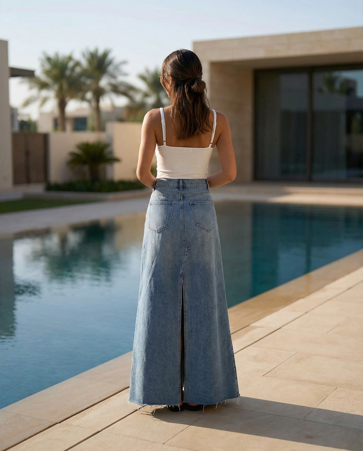 High-waisted Denim Skirt