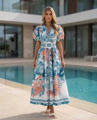 Belted Printed Maxi Dress