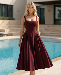 Structured Flare Midi Dress