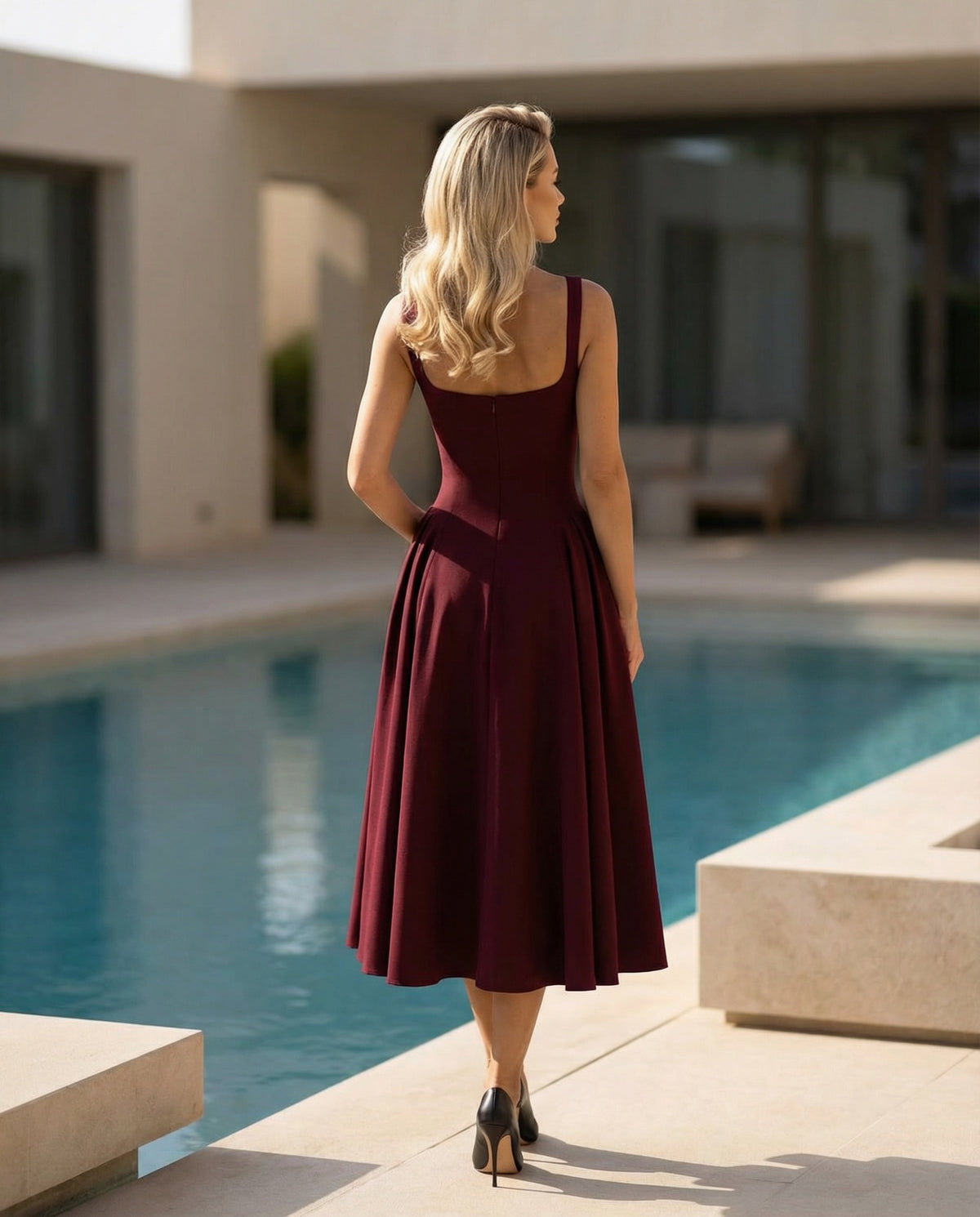 Structured Flare Midi Dress