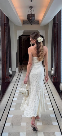 Lace Strapless Maxi Dress - Back